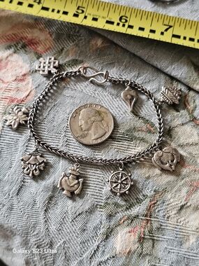 Sterling Charm Bracelet with Nautical & Floral Charms